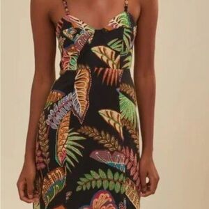FARM Rio Black and Green Tropical Mini Dress. Let’s Vacation !!